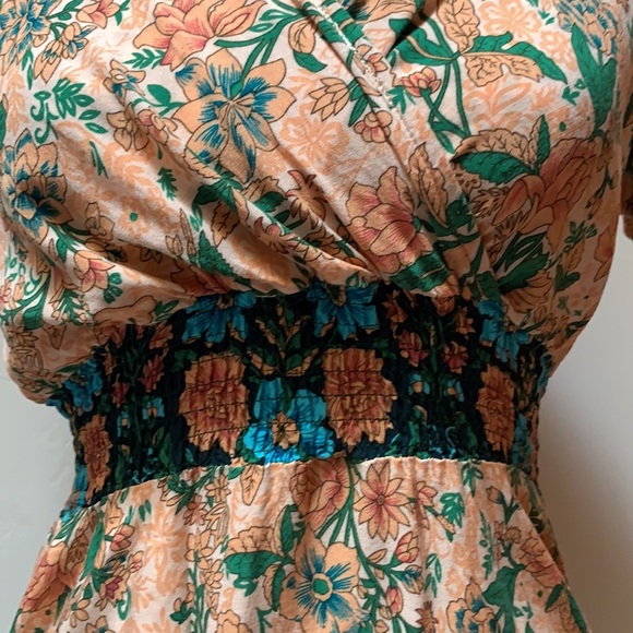 Peach Floral Boho Dress - Picture 4 of 5